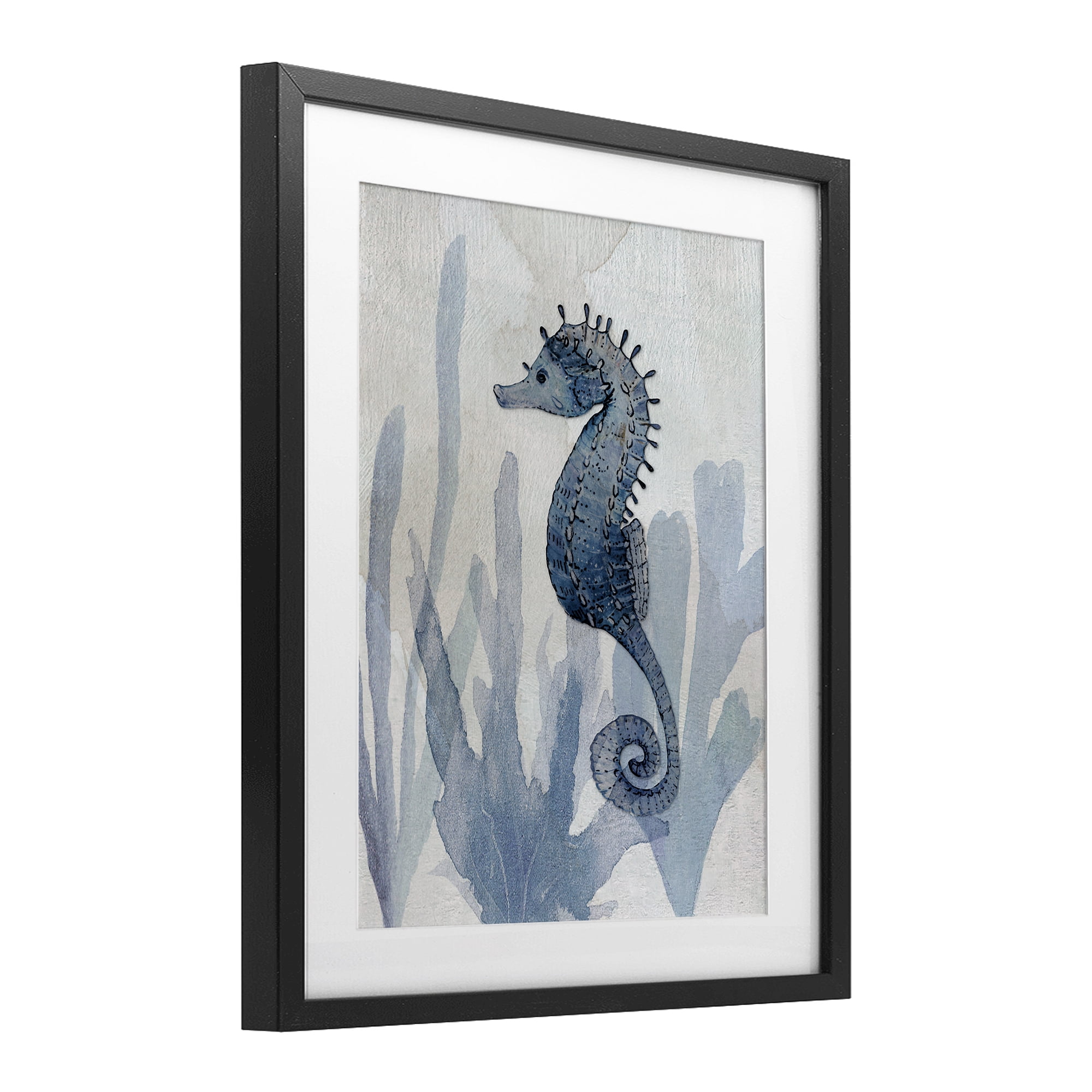 Stupell Industries Organic Seaweed & Seahorse Black Framed Print Under Glass, design by Susan Jill