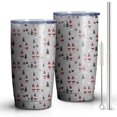 thumbnail image 2 of 20oz Tumblers Gray Christmas Gnome and Tree Pattern Stainless Steel Vacuum Insulated Double Wall Travel Tumbler Cups Mug with Lid and Straw,Cleaning Brush for Cold & Hot Drinks, 2 of 7
