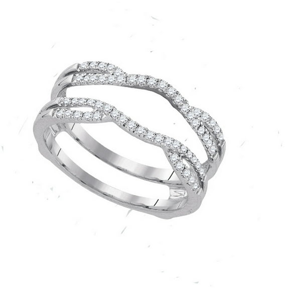 14k White Gold Womens Round Diamond Bridal Wedding Enhancer Band Wrap Ring 1/3 Cttw