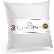 ComfyDown 22x22 Decorative Throw Pillow Insert, Down and Feathers Fill, 100% Cotton Cover 233 Thread Count, Square Pillow Insert - Made in USA