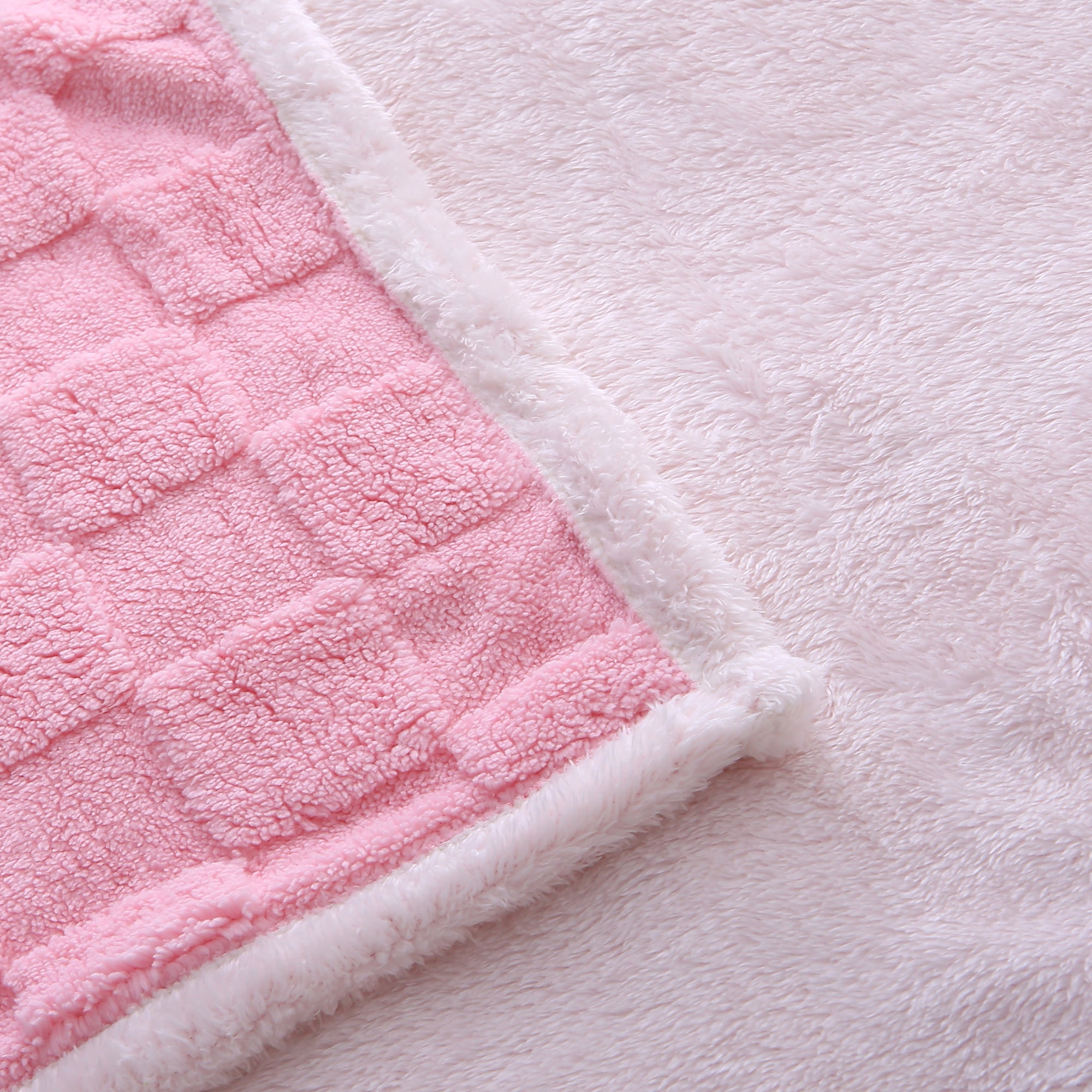 Fleece Twin Blanket for Sofa - Soft Lightweight Plush Cozy Fuzzy Microfiber Checkered Warm Blanket, 60x80 inches, Pink