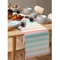thumbnail image 6 of ERUNPONLY Peach Pink Green Ombre Table Runner - 120 Inch Long Farmhouse Stripe Modern Cotton and Linen Blended Dress Scarves Farmhouse Table Runner for Kitchen Dining, Coffee Table, 13"x120", 6 of 8