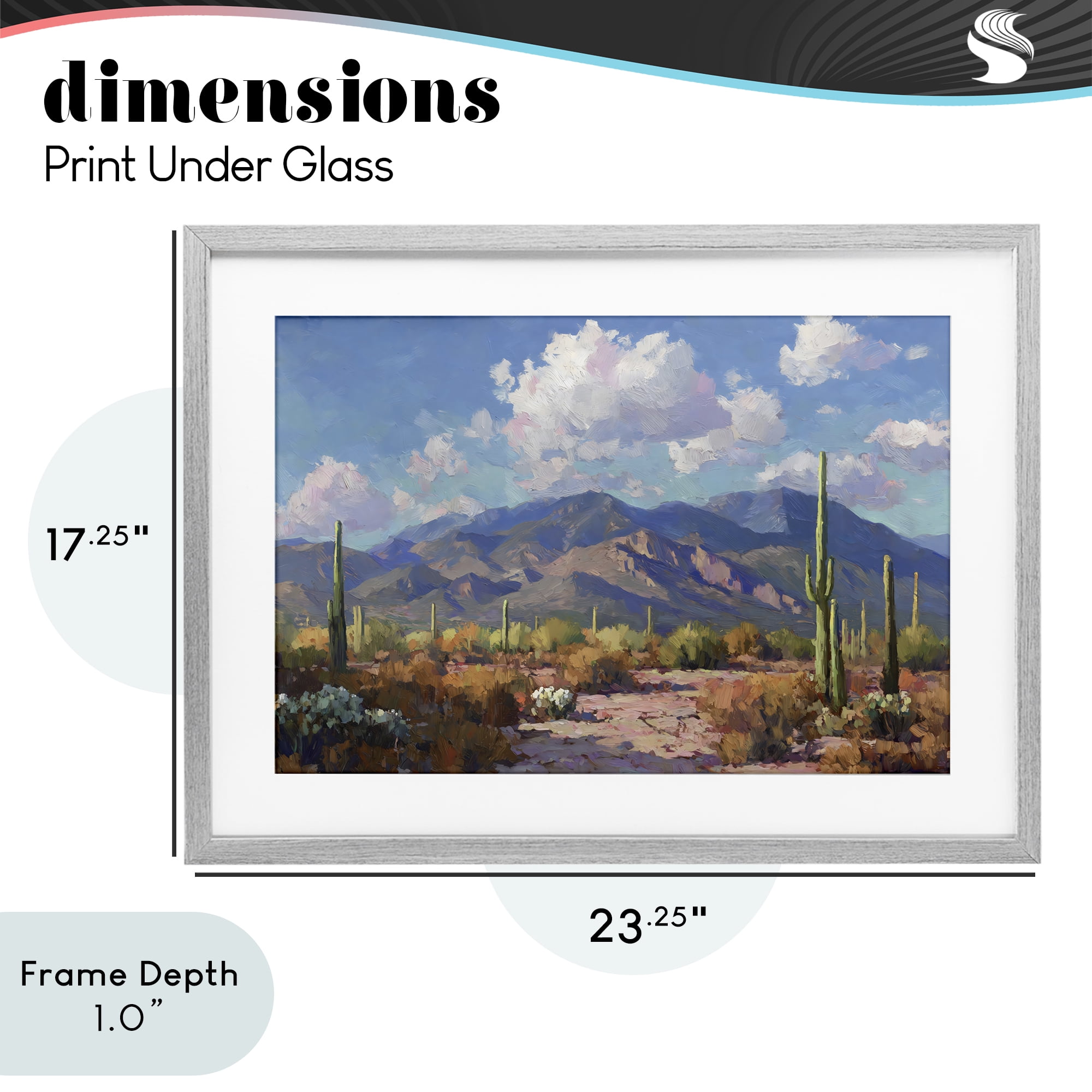Stupell Industries Desert Mountains at Sunset Glow Gray Framed Print Under Glass, design by Gina Kelly