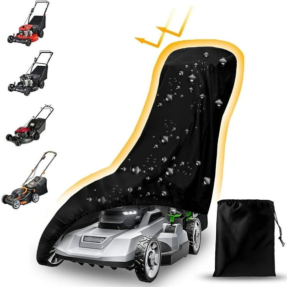  Triani Outdoors Lawn Mower Cover Heavy Duty Oxford Cloth Push Mower Cover With Drawstring Storage Bag Lawnmower Cover UV Protection Universal Fit Push Lawn Mower(191 x 50 x 100cm)