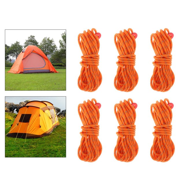 Cuerda de camping reflectante Guyline perfecl con tensor de aluminio 4 m Naranja