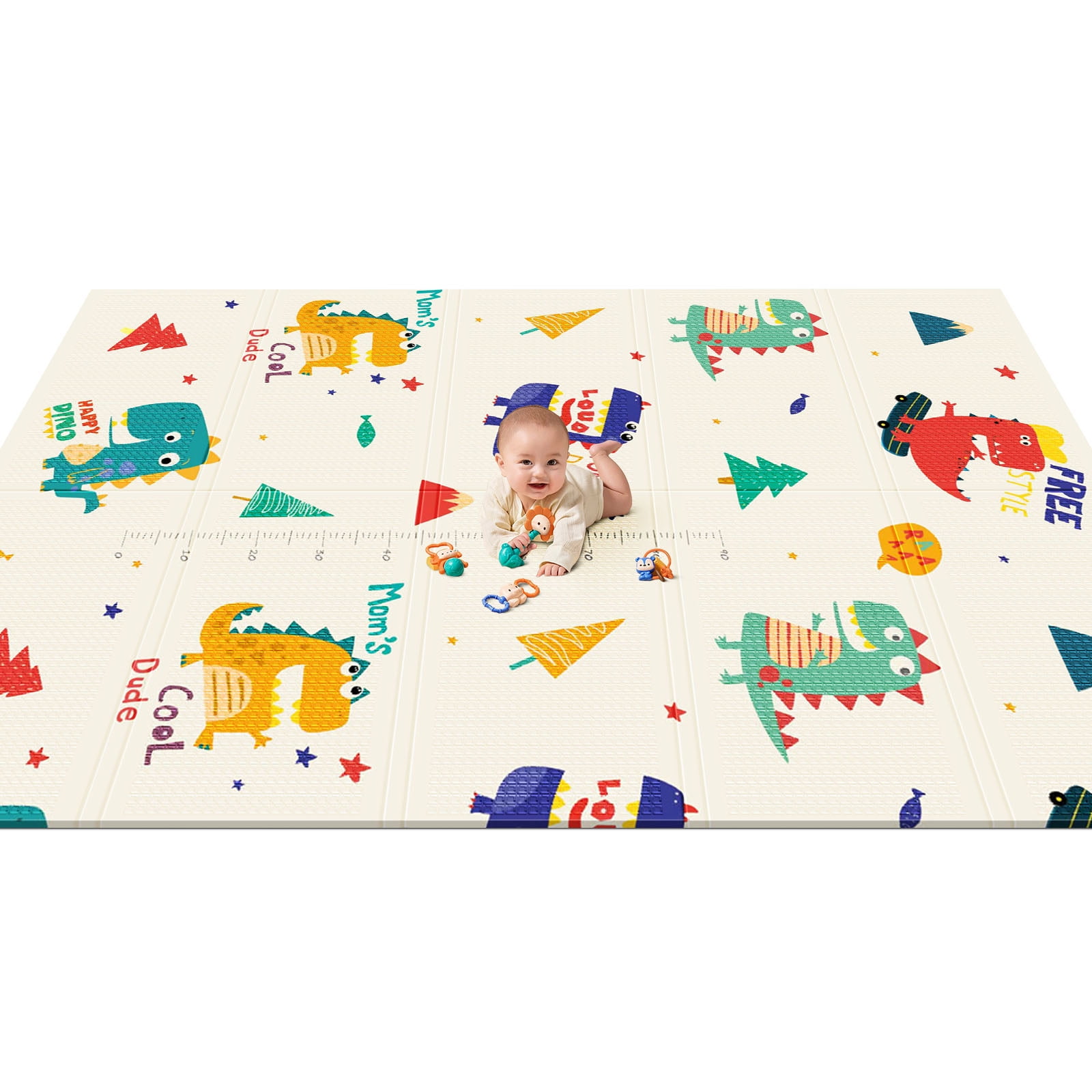 Cute Baby Play Mat Foldable Large 74x50 Inch Portable & Safe Play Area for Babies and Toddlers, Waterproof Anti-Skid Baby Playmat