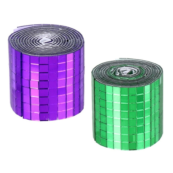Uxcell Self Adhesive Glass Mirror Mosaic Tiles 3200 Pcs 0.2'' x 0.2'' Disco Tiles 2 Rolls Purple Green