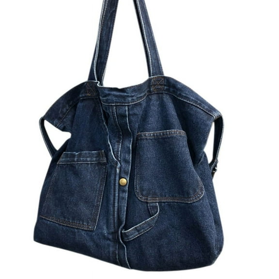 New Net Red Shoulder Messenger Bag Casual Wild Portable Shopping Bag Canvas Tote Female Bag Navy Blue
