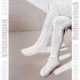 thumbnail image 4 of Medias largas de invierno para mujer, calcetines gruesos y cálidos tejidos por encima de la rodilla, calcetines altos de punto blancos y negros, 4 of 5