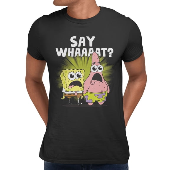 SpongeBob SquarePants Patrick And SpongeBob Say What Men's T Shirt (Black, S-XXXL)