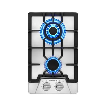 GASLAND Chef 2 Burner Gas Stove Top, 12'' NG/LPG Convertible Gas Cooktop, Stainless Steel