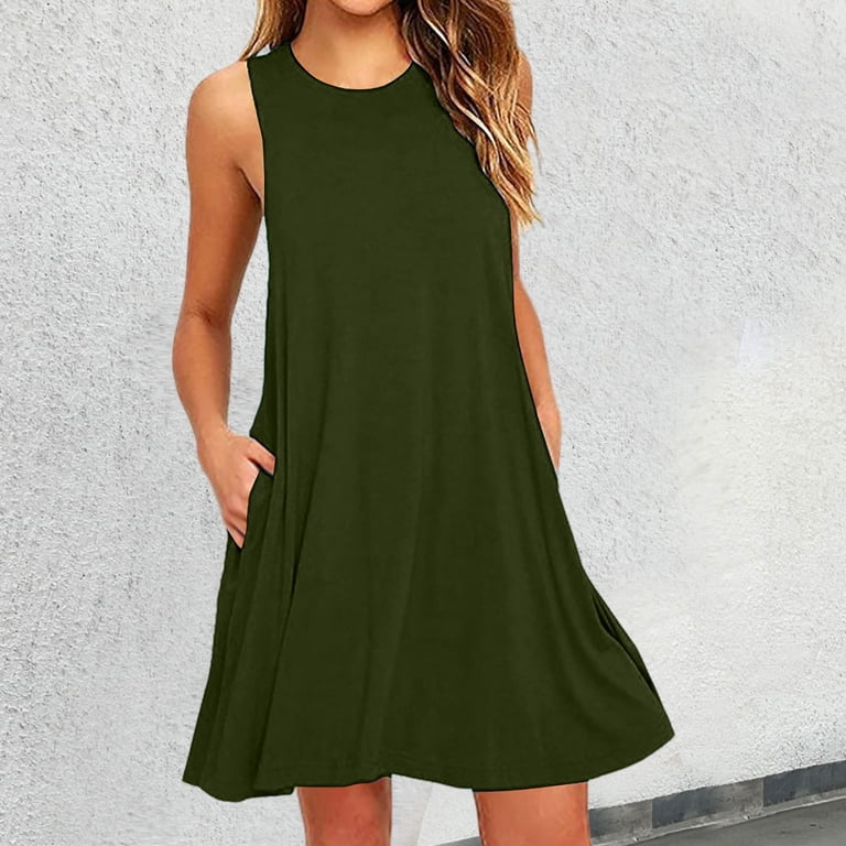 short baggy dress Vintage Style Ladies Loose Baggy Cotton Linen Midi Dress Short Sleeve Comfort