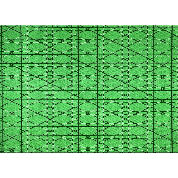Ahgly Company Machine Washable Indoor Rectangle Transitional Neon Green Area Rugs, 7' x 9'