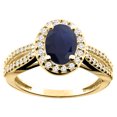 thumbnail image 1 of 14K Yellow Gold Natural Australian Sapphire Ring Oval 8x6mm Diamond Accent, size 5, 1 of 4