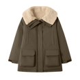 thumbnail image 4 of Women's Winter Puffer Coat Sherpa Fleece Lined Warm Parka Jacket Overiszed Stand Collar Zip Up Insulated Outwear, 4 of 6
