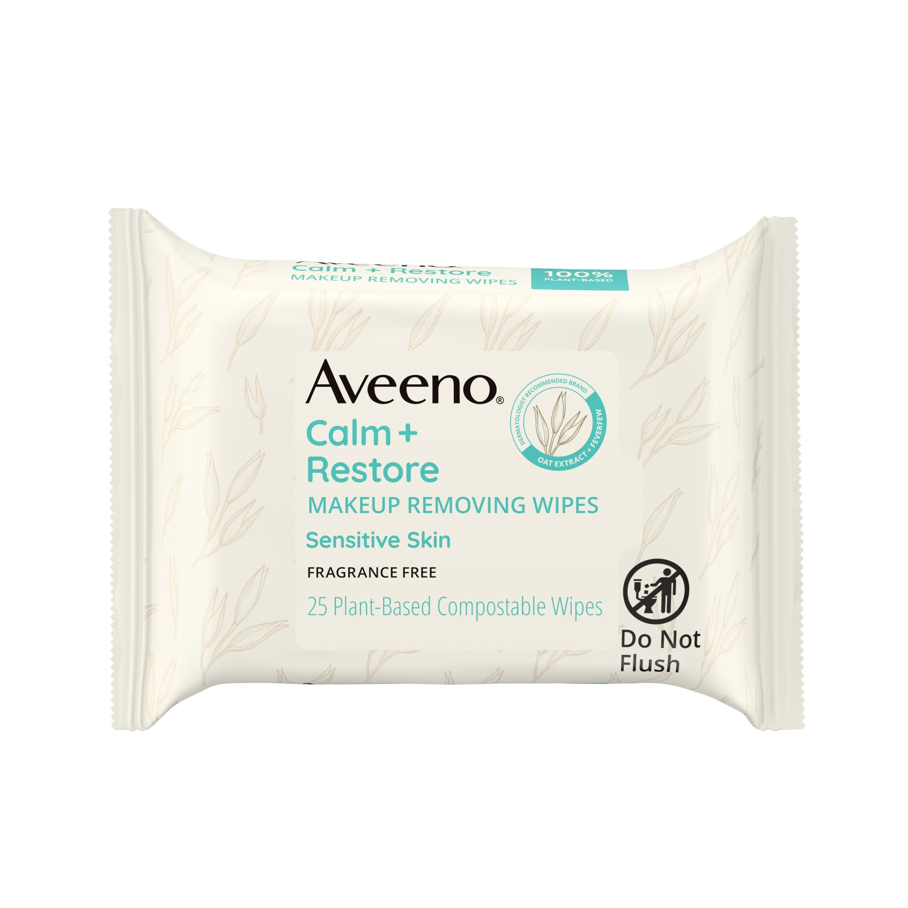 Aveeno Calm + Restore Nourishing Makeup Remover Facial Wipes, 25 ct