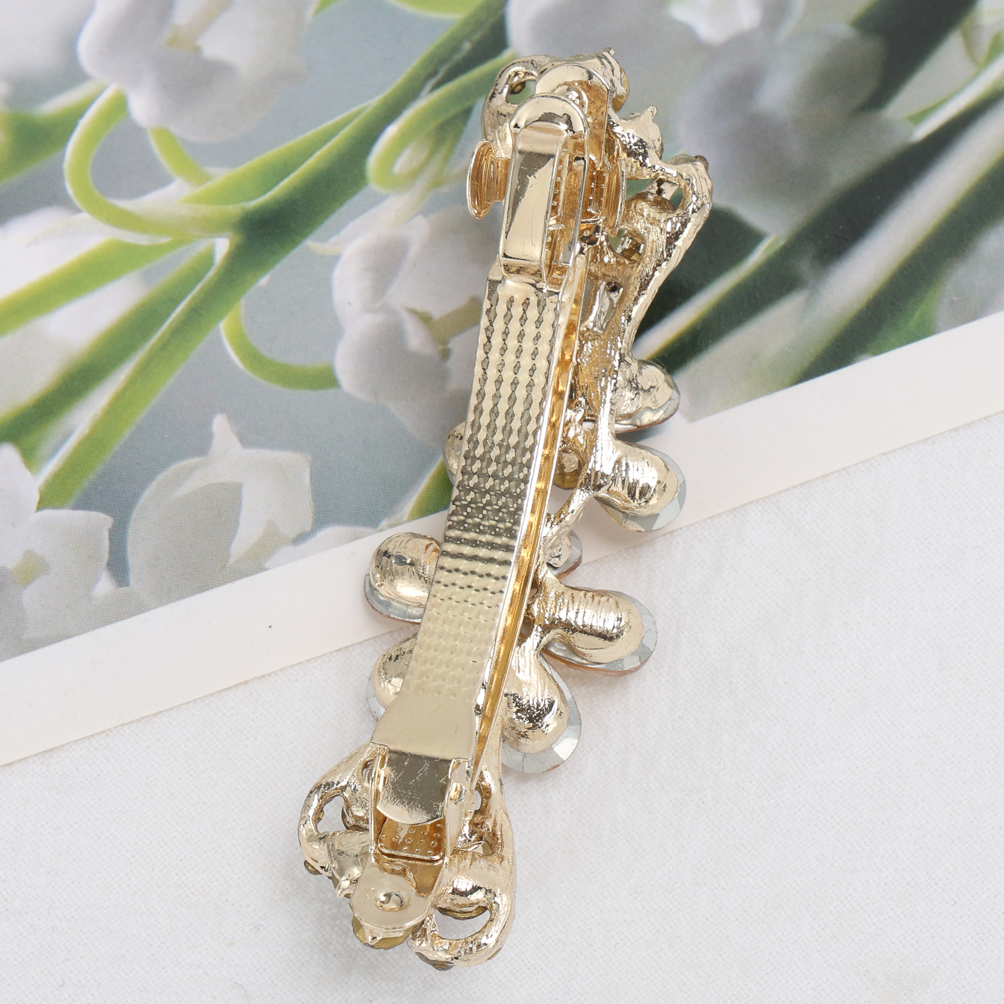 Unique Bargains Flower Hair Barrettes 1 Pc Special Occasions Champagne