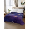 thumbnail image 2 of Starry Sky Star Twim Size Flat Sheet, Wrinkleproof & Fadeproof Cooling Flat Bed Sheet Only, Yellow Purple Stars Breathable Soft Bedding Top Sheets 66 x 96 Inches, 2 of 8