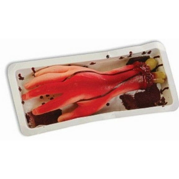 Bloody Banquet Hand in a Butcher's Meat Tray Halloween Haunted House Decor Prop