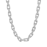 Mens Silver-Tone Stainless Steel Horseshoe Link Chain Necklace