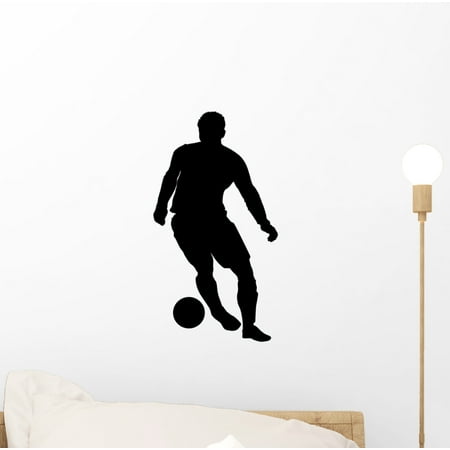 Dribbling Soccer Silhouette Wall Decal by Wallmonkeys Peel and Stick Graphic (12 in H x 6 in W)