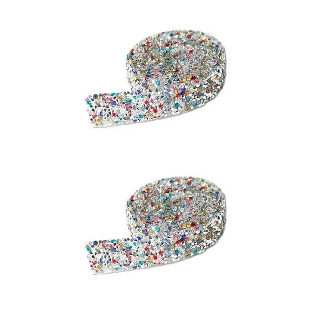 Cateissary Pegatinas ostentosas, decoración de cristal de resina, cuentas decorativas de fijación ligera, tira de taladro adhesiva de fusión en caliente, Color mixto 1 Código 2.5 cm 2piezas Cateissary CBP389188