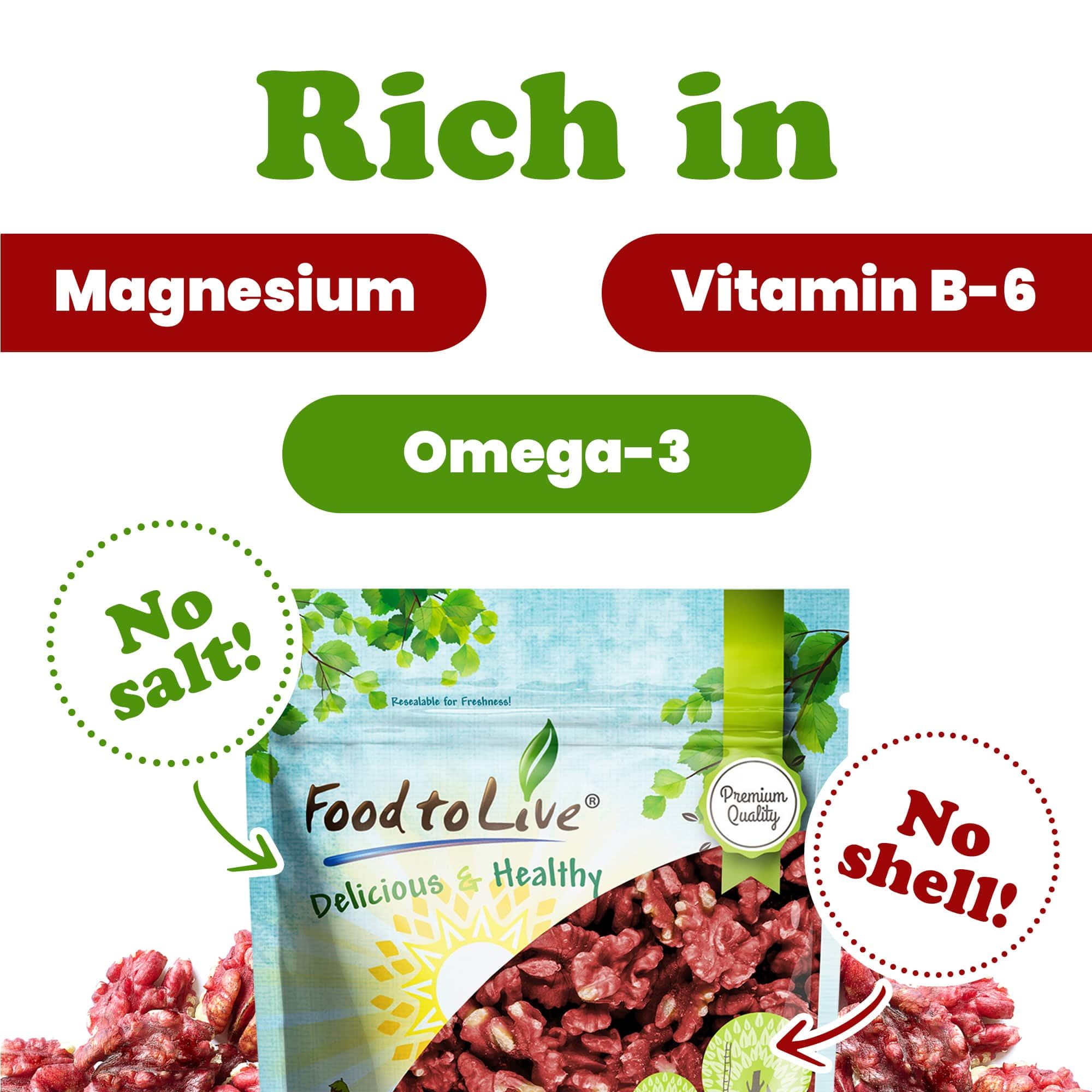 California Livermore Red Walnuts, 7.5 Pounds — Kosher, Raw, Vegan — by Food to Live