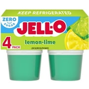 Jell-O Lemon-Lime Sugar Free Jello Cups Gelatin Snack, 4 Ct Cups
