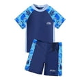 thumbnail image 5 of Hienoo Boys 2-Piece Short Sleeve Rash Guard Swim Shorts Swimsuit Bathing Suit, Sizes 7-8, 5 of 5