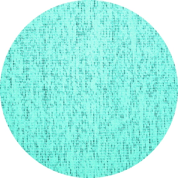 Ahgly Company Machine Washable Indoor Round Abstract Turquoise Blue Contemporary Area Rugs, 6' Round
