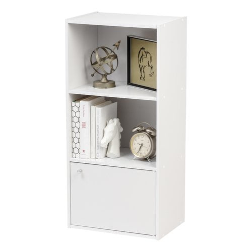 IRIS USA 3Tier Wood Storage Shelf with Door, White