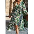 thumbnail image 5 of PRETTYGARDEN Women's Floral Print Boho Dress Long Sleeve Wrap V Neck Ruffle Belted A-Line Flowy Maxi Dresses, 5 of 7