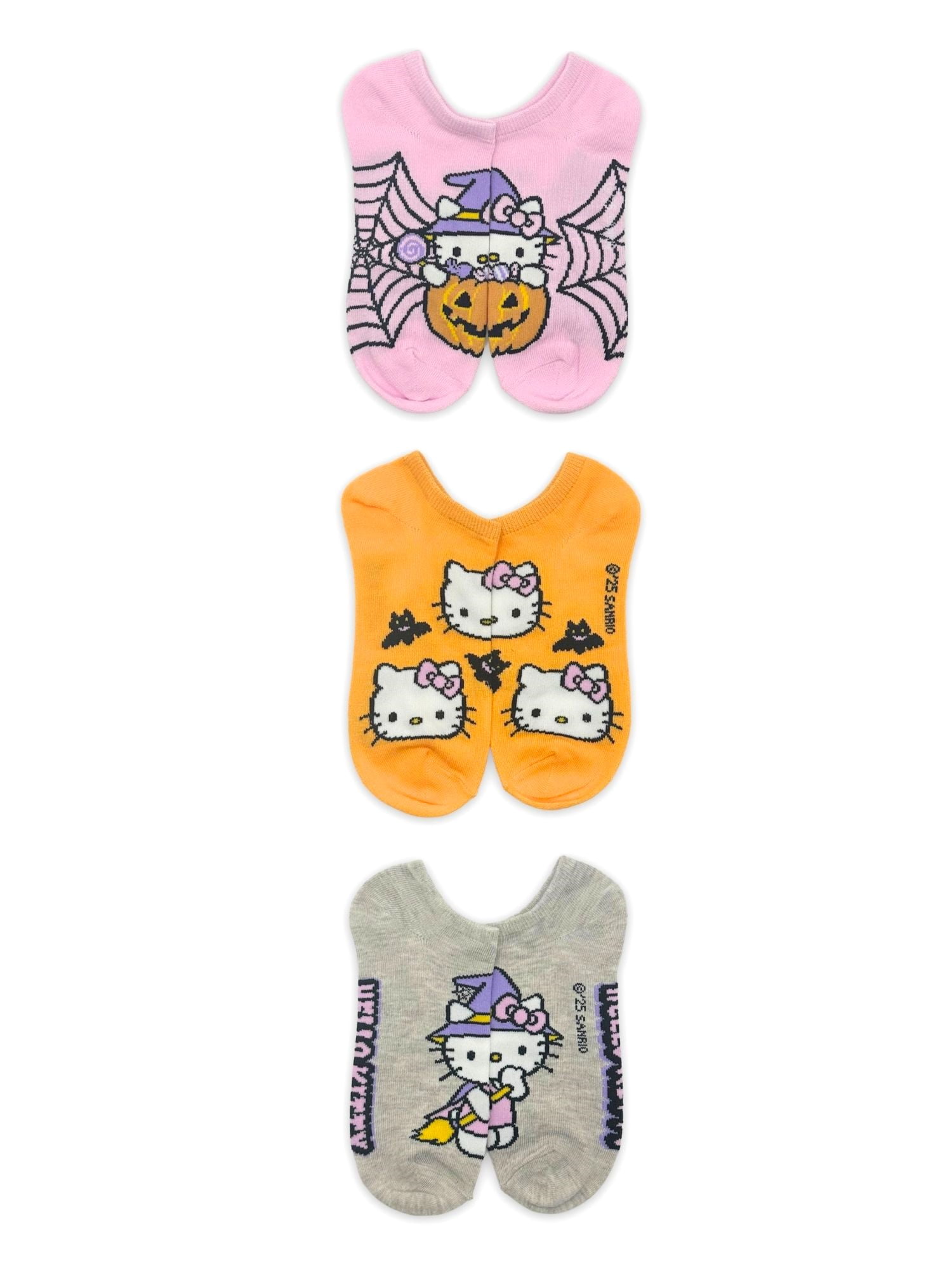 Hello Kitty Women's Halloween No-Show Socks, 3-Pack, Size 4-10