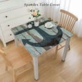 thumbnail image 2 of HAOXIT Fitted Square Tablecloth, Blue Grey Polyester Table Cover, Great for Outdoor Home Kitchen/Parties/Holiday Dinner, Fit for Square Table 60''x60'', 2 of 7