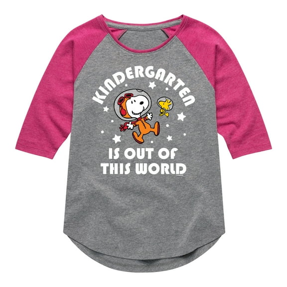 Peanuts - Kindergarten is Out Of This World - Toddler And Youth Girls Raglan Graphic T-Shirt