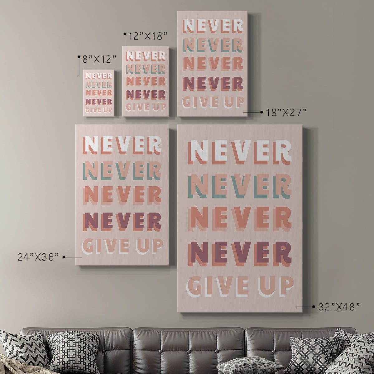 Never Give Up Premium Gallery Wrapped Canvas - Ready to Hang