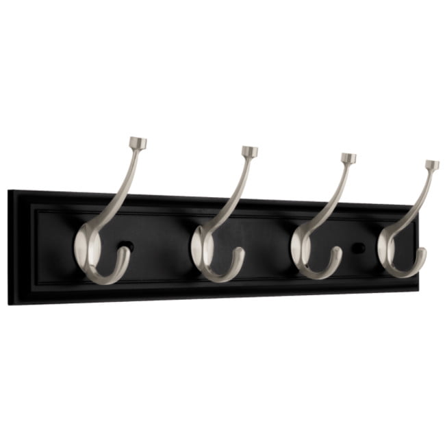Liberty 27 in White and Satin Nickel Architectural Coat and Hat Hook Rack 