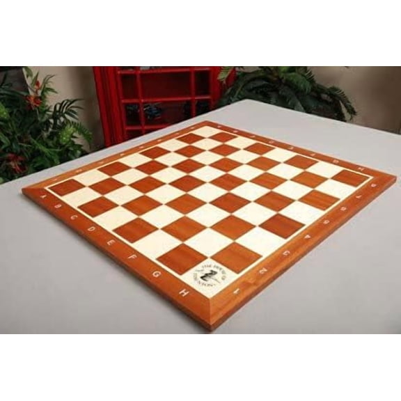 The House of Staunton Mahogany & Maple Wooden Tournament Chess Board - 2.25" with Notation & Logo