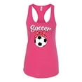 thumbnail image 2 of Wild Bobby, Cute Soccer Mom Ribbon Soccer Ball Gift Sports, Mother's Day, Women Racerback Tank Top, Raspberry, Small, 2 of 3