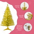 thumbnail image 3 of Mayhihi Gold 4ft Artificial Unlit Christmas Tree Mini Tinsel Style With 50 Warm String Lights For Indoor Holiday Display, 3 of 7