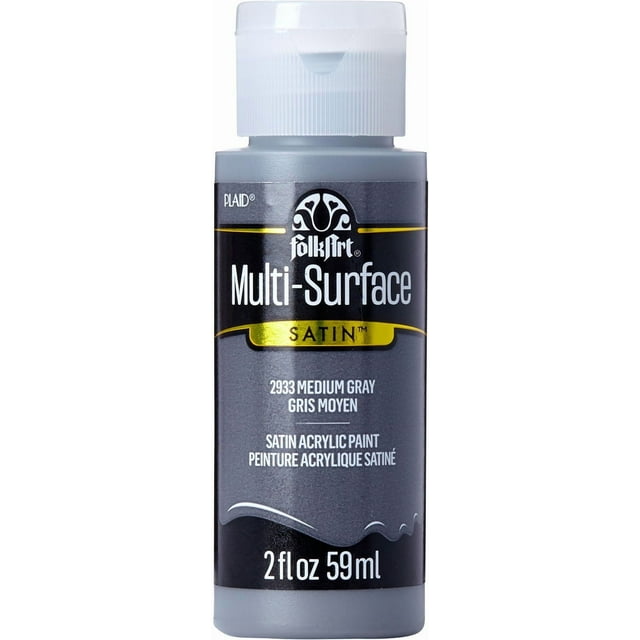 FolkArt Multi-Surface Satin Acrylic Paint, 2 fl. oz., Medium Gray