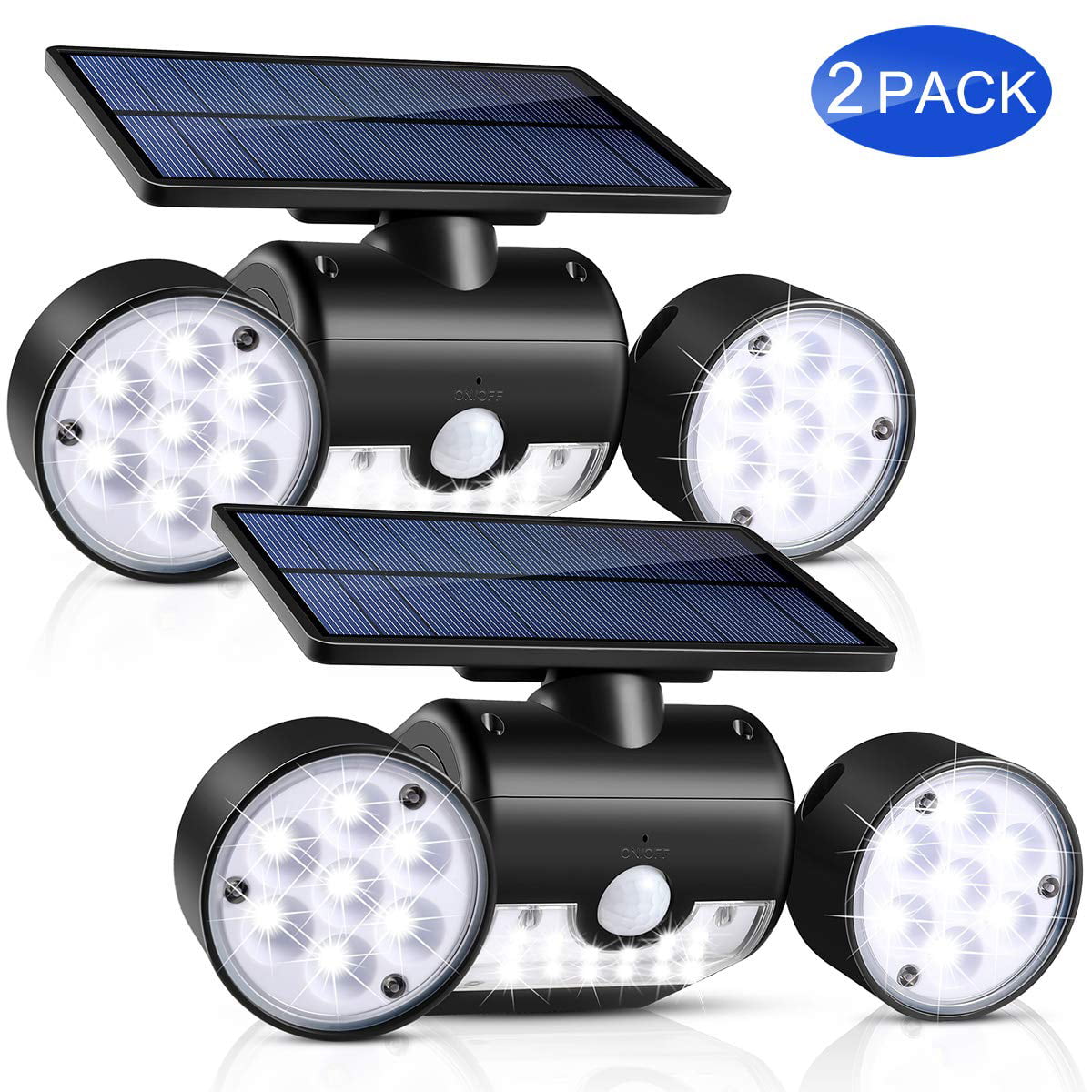 2pack 120 Led Solar outdoor motion sensor lights Solar Panel With Wide Angle
