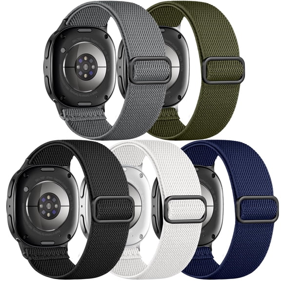 5‑Pack Stretchy Nylon Solo Loop Watch Bands, Compatible with Samsung Galaxy Watch 9/8 40mm 44mm, Watch 8 Classic 46mm, No‑Gap One‑Click Sport Replacement Wrist Strap for Men and Women