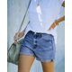 thumbnail image 2 of Pantalones cortos de mezclilla MODARANI de cintura alta Boyfriend Blue para mujer, 2 of 4