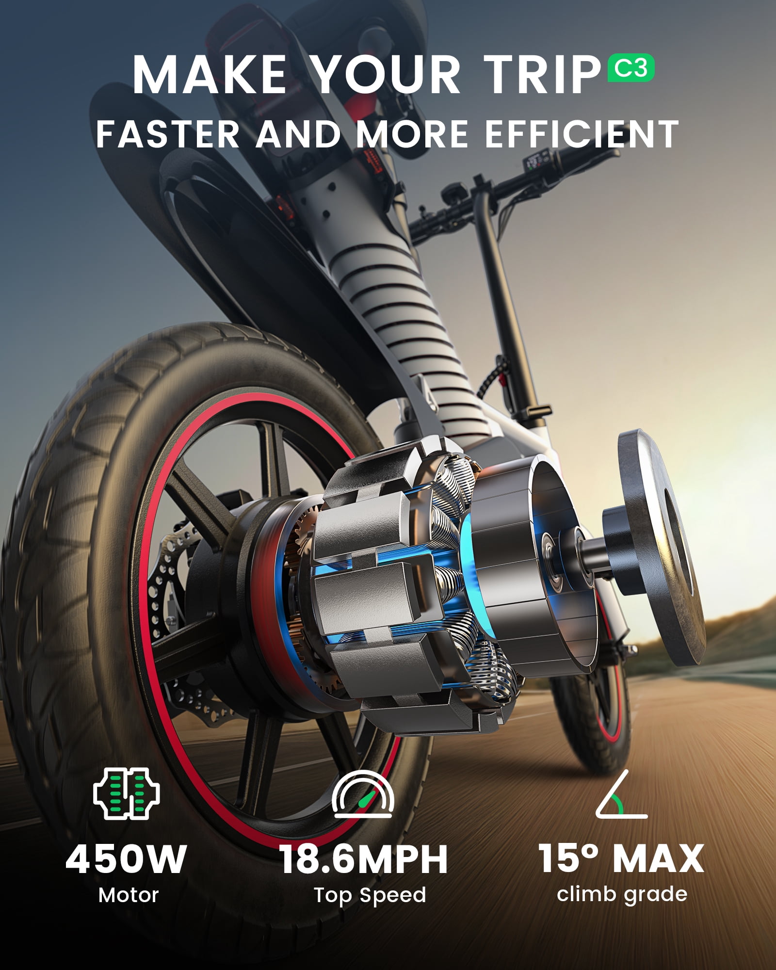 MIHOVER 14" Folding Electric Bike for Adults, 700W Peak Motor with 36V/7.8Ah Battery, LED Display & Free Phone Holder & Steel Cable Lock,18.6 MPH Commuter City Ebike, UL2849-White
