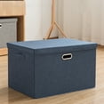 thumbnail image 6 of Large 14.6"x10.6"x10.2" Collapsible Stackable Storage Bins with Lids, Closet Organizer Baskets with Label for Home, Foldable Fabric Linen Storage Boxes Cube, 6 of 6