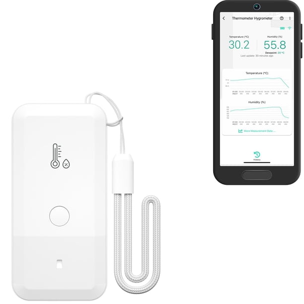 YoLink Termómetro inalámbrico inteligente Higrómetro Amplio rango de temperatura para congelador Nevera Invernadero Jaula para mascotas Alertas de aplicaciones Correos electrónicos Alertas de texto/SM