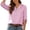 #0405-Pink, variant on Uootdi Women's Striped Tops 3/4 Sleeve Henley Neck Roll Tab Blouses Western Casual Style Lightweight Breathable Relaxed Fit Shirts Gift