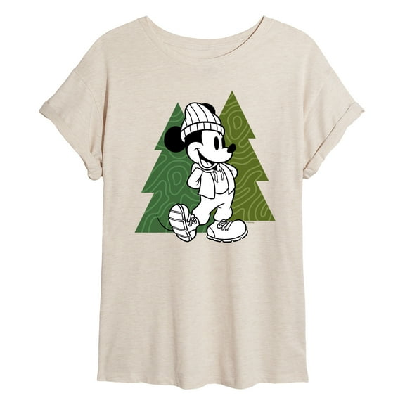 Disney - Mickey Patterned Trees - Women's Oversized T-Shirt