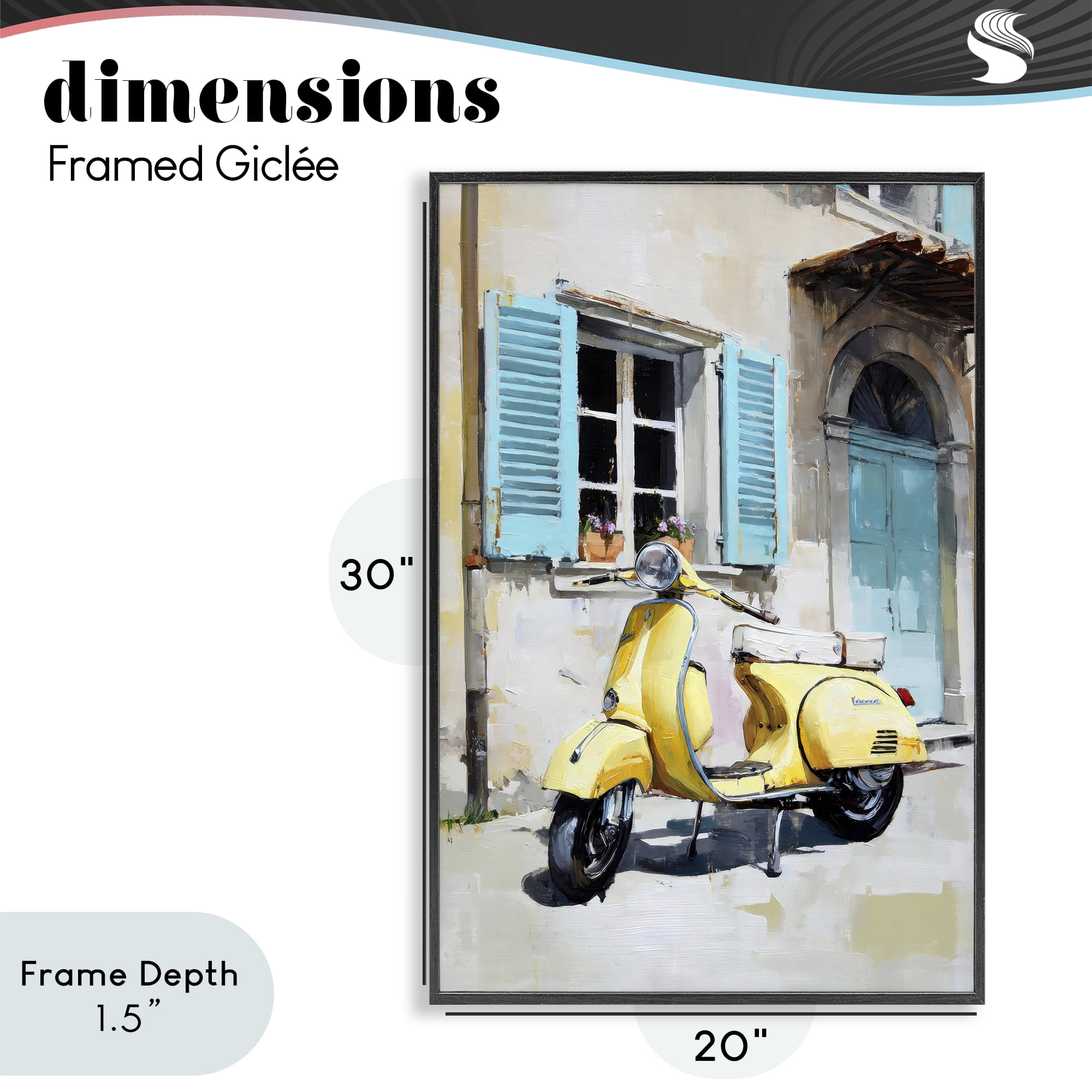 Stupell Industries Sunny Day Scooter Ride Black Framed Giclee Art, design by Petal Prints Design